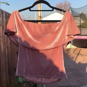 Off the shoulder mauve velvet Charlotte Russe top